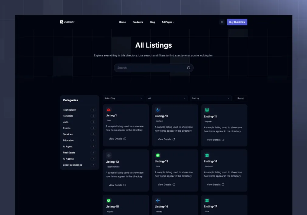 QuickDir Dashboard